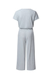 Greatnfb V Neck Short Sleeve Elastic Waist Jumpsuits