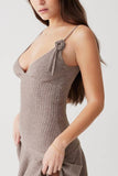 Greatnfb V Neck Twisted Flower Knit Cami Dress