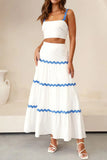 Greatnfb Wavy Cami Vest Tiered Midi Skirt Suits