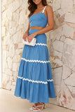 Greatnfb Wavy Cami Vest Tiered Midi Skirt Suits