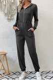 Greatnfb Zipper-Front High Waist Hoodie Jumpsuits