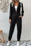 Greatnfb Zipper-Front High Waist Hoodie Jumpsuits