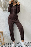 Greatnfb Zipper-Front High Waist Hoodie Jumpsuits