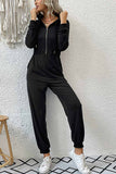 Greatnfb Zipper-Front High Waist Hoodie Jumpsuits