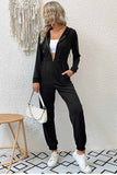 Greatnfb Zipper-Front High Waist Hoodie Jumpsuits